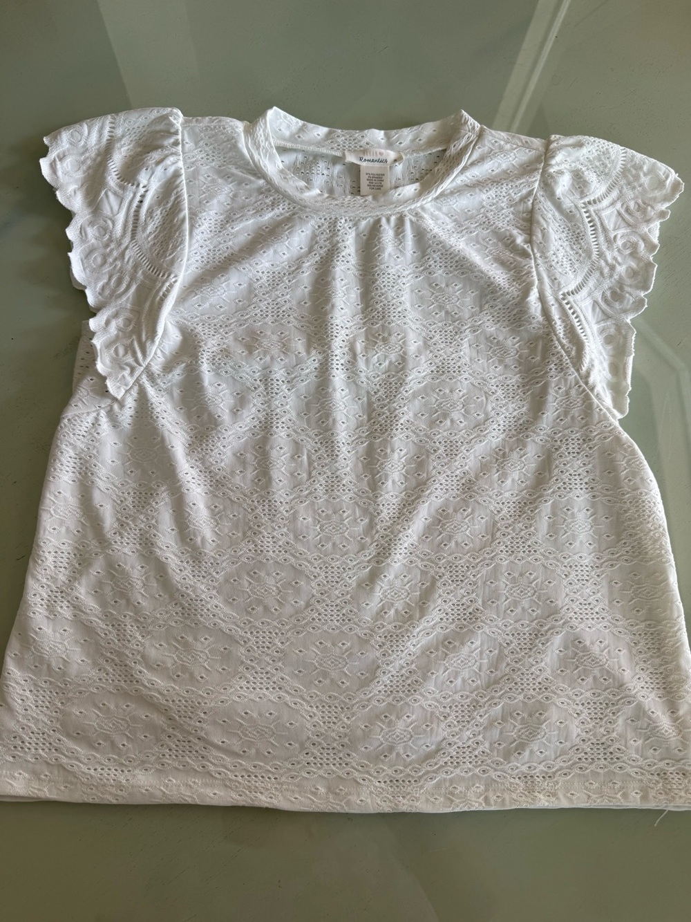 URBAN Romantics White Eyelet Flutter Sleeve Top